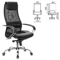 Кресло руководителя Brabix Stalker EX-609 Pro экокожа, ткань-сетка, черная, крестовина хром