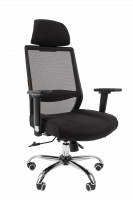 Кресло офисное Chairman 555 ткань, черная, сетка, черная, крестовина хром