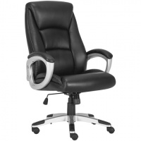 Кресло руководителя Brabix Grand EX-501 рецикл.кожа, черная, крестовина хром