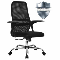 Кресло офисное Метта SU-C-8-Т ткань, сетка, черная, крестовина хром