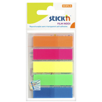 Клейкие закладки пластиковые Hopax Stick'n 5 цветов, 45х12, 5цвх25л
