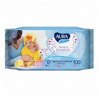 Салфетки влажные Aura 'Ultra comfort', 100шт., детские, универсал. очищающие,без спирта