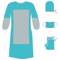 Комплект одноразовой одежды Гекса КХ-02 для хирурга с усиленной защитой, стерильный, 4 предмета