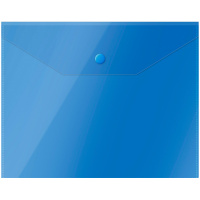 Пластиковая папка на кнопке Officespace синяя полупрозрачная, А5