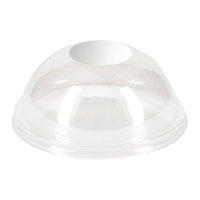 Крышка для одноразовых стаканов Стиролпласт купольная без отверстия d=95мм, высота 4см, прозрачная,