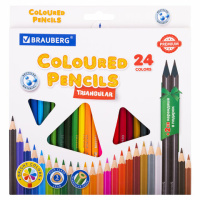 Набор цветных карандашей Brauberg Premium 24 цвета, пластиковый корпус, + 2 чернографитных карандаша
