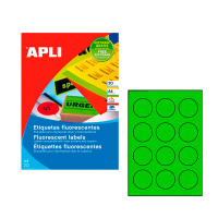 Этикетки цветные флюорисцентные Apli 2869, d=60мм, 240шт, зеленые