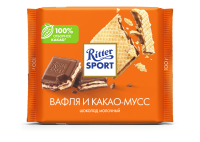 Шоколад Ritter Sport Вафля и какао-мусс, молочный, 100г