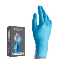 Перчатки нитриловые Benovy Nitrile Chlorinated BS р.XS, голубые, 50 пар