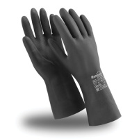 Перчатки защитные Manipula Химопрен р. XL, х/б напыление, К80/Щ50, черные