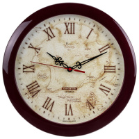 Часы настенные Troyka бежевые с рисунком Карта, d=29см, круглые, 11131150