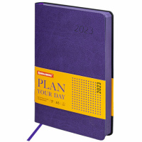 Ежедневник датированный 2023 А5 138x213 мм BRAUBERG 'Stylish', под кожу, фиолетовый, 114070