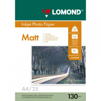 Фотобумага для струйных принтеров Lomond А4, 25 листов, 130 г/м2, матовая, двусторонняя, 102039