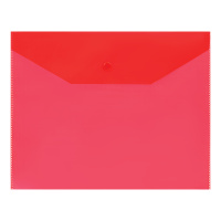 Папка-конверт на кнопке OfficeSpace А5 (190*240мм), 120мкм, пластик, полупрозрачная, красная