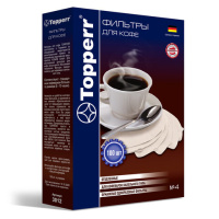 Фильтры для кофеварок Topperr №4 бумажный, отбеленный, 100шт/уп