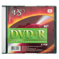 Диск DVD+R Vs 4.7Gb, 16x, Slim Case, 5шт/уп