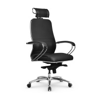 Кресло руководителя Метта Samurai KL-2.04 MPES, ткань-сетка/экокожа, черная, крестовина хром