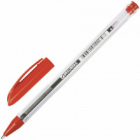 Ручка шариковая Brauberg Rite-Oil красная, 0.35мм, прозрачный корпус