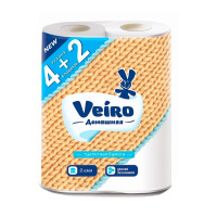 Туалетная бумага Veiro Домашняя без аромата, белая, 2 слоя, 4+2 рулона, 140 листов, 15м