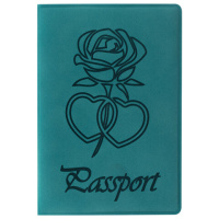 Обложка для паспорта STAFF, бархатный полиуретан, 'Роза', темно-бирюзовая, 237620