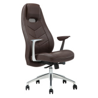 Кресло руководителя Helmi HL-E34 'Synchro Business', экокожа коричневая, синхромеханизм, алюминий, д