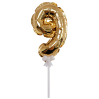 Воздушный шар,  самодув, 18см ПатиБум 'Цифра 9', фольгированный, золотой