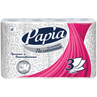 Бумажные полотенца Papia, 3 слоя, 4 рулона
