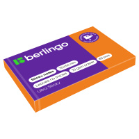 Блок для записей с клейким краем Berlingo Ultra Sticky оранжевый, неон, 50х75мм, 80 листов