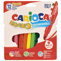 Фломастеры для рисования Carioca Bravo 12 цветов, суперсмываемые