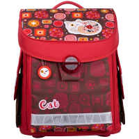 Ранец для девочек Hatber Premium Cat, красный