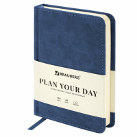 Ежедневник недатированный Brauberg Status синий, А6, 160 листов, под кожу