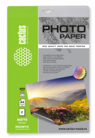 Фотобумага для струйных принтеров Cactus CS-MMA46902 А4, 2 листов, 690 г/м2, белая, матовая/магнитны
