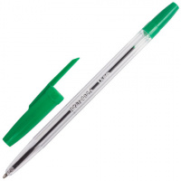 Шариковая ручка Brauberg Line зеленая, 0.5мм, прозрачный корпус