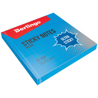 Блок для записей с клейким краем Berlingo Ultra Sticky синий, в клетку, неон, 80 листов