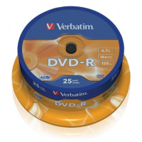 Диск DVD-R Verbatim 4.7Gb, 16х, Cake Box, 25шт/уп