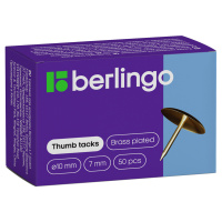 Кнопки канцелярские Berlingo омедненные, 10мм, 50шт/уп, металлические