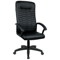 Кресло руководителя Helmi HL-E80 'Ornament' LTP, экокожа черная, мягкий подлокотник, пиастра, 344263