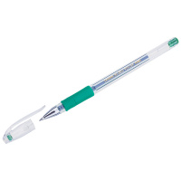 Ручка гелевая Crown 'Hi-Jell Grip' зеленая, 0,5мм, грип