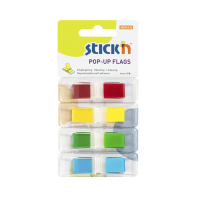 Клейкие закладки пластиковые Hopax Stick'n 4 цвета, 12х45мм, 140шт