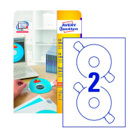 Этикетки для CD/DVD Avery Zweckform L6015-25, белые, d=117мм, 2шт на листе А4, 25 листов
