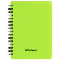 Записная книжка А6 60л., на гребне OfficeSpace 'Neon', салатовая пластиковая обложка