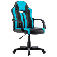 Кресло компьютерное BRABIX 'Stripe GM-202', экокожа, черное/голубое, 532509