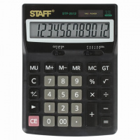 Калькулятор настольный Staff STF-2512 черный, 12 разрядов