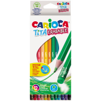 Карандаши цветные пластиковые стираемые Carioca 'Tita Erasable', 12цв., заточен., картон, европодвес