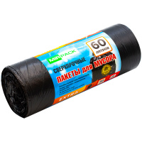 Мешки для мусора  60л Mirpack 'Extra' ПНД, 60*70см, 12мкм, 30шт., черного цвета, в рулоне