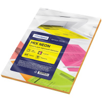 Цветная бумага для принтера Officespace Mix Neon 5 цветов, А4, 100 листов, 80г/м2