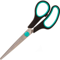 Ножницы Attache 16.9см, черно-зеленые, прорезиненные ручки