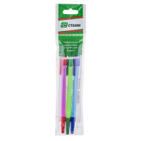 Шариковая ручка Стамм 049 набор 3шт, 1мм, синий, зеленый, красный, РШ06