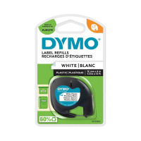 Термолента Dymo Letra Tag 12мм х 4м, черный/белый, пластик, 91221
