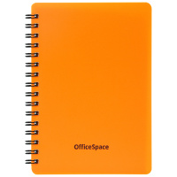 Записная книжка А6 60л., на гребне OfficeSpace 'Neon', оранжевая пластиковая обложка